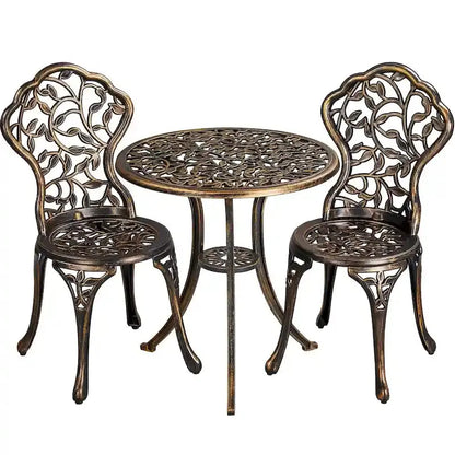 Yaheetech 3-Piece Aluminum Patio Bistro Set With 2 Chairs And Table - Antique Finish