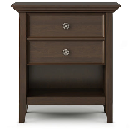 Solid Wood Nightstand With 2 Drawers And Open Shelf, 16 in D x 24 in W x 26 in H