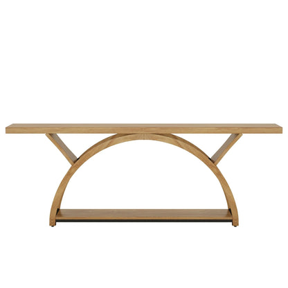 2-Tier Slim Console Sofa Table, Engineered Wood and Metal - 11.81 in D x 70.87 in W x 33.46 in H