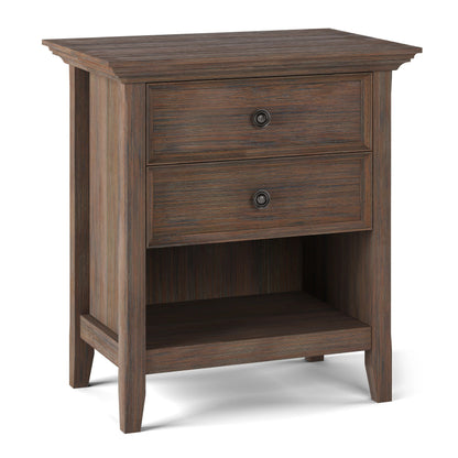 Solid Wood Nightstand With 2 Drawers And Open Shelf, 16 in D x 24 in W x 26 in H