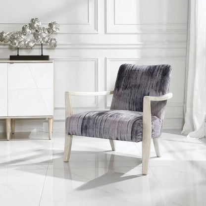 Bailey Street Home Gate House Mews 31 inch Accent Chair Charcoal/Gray/Blue Chenille/Natural Off-White Finish - 208-Bel-4361897