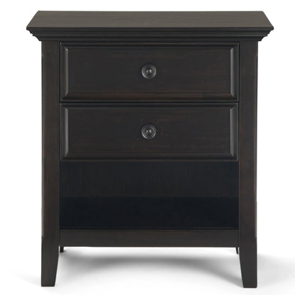 Solid Wood Nightstand With 2 Drawers And Open Shelf, 16 in D x 24 in W x 26 in H