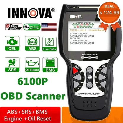 INNOVA OBD2 Automotive Diagnostic Scanner With SRS, Engine And ABS Code Reader - 6100P