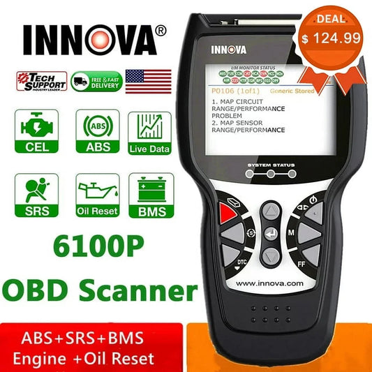 INNOVA OBD2 Automotive Diagnostic Scanner With SRS, Engine And ABS Code Reader - 6100P