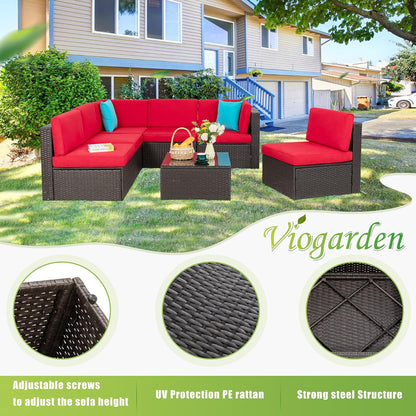 5-Piece All-Weather Wicker Patio Conversation Set With Ottoman And Cushions