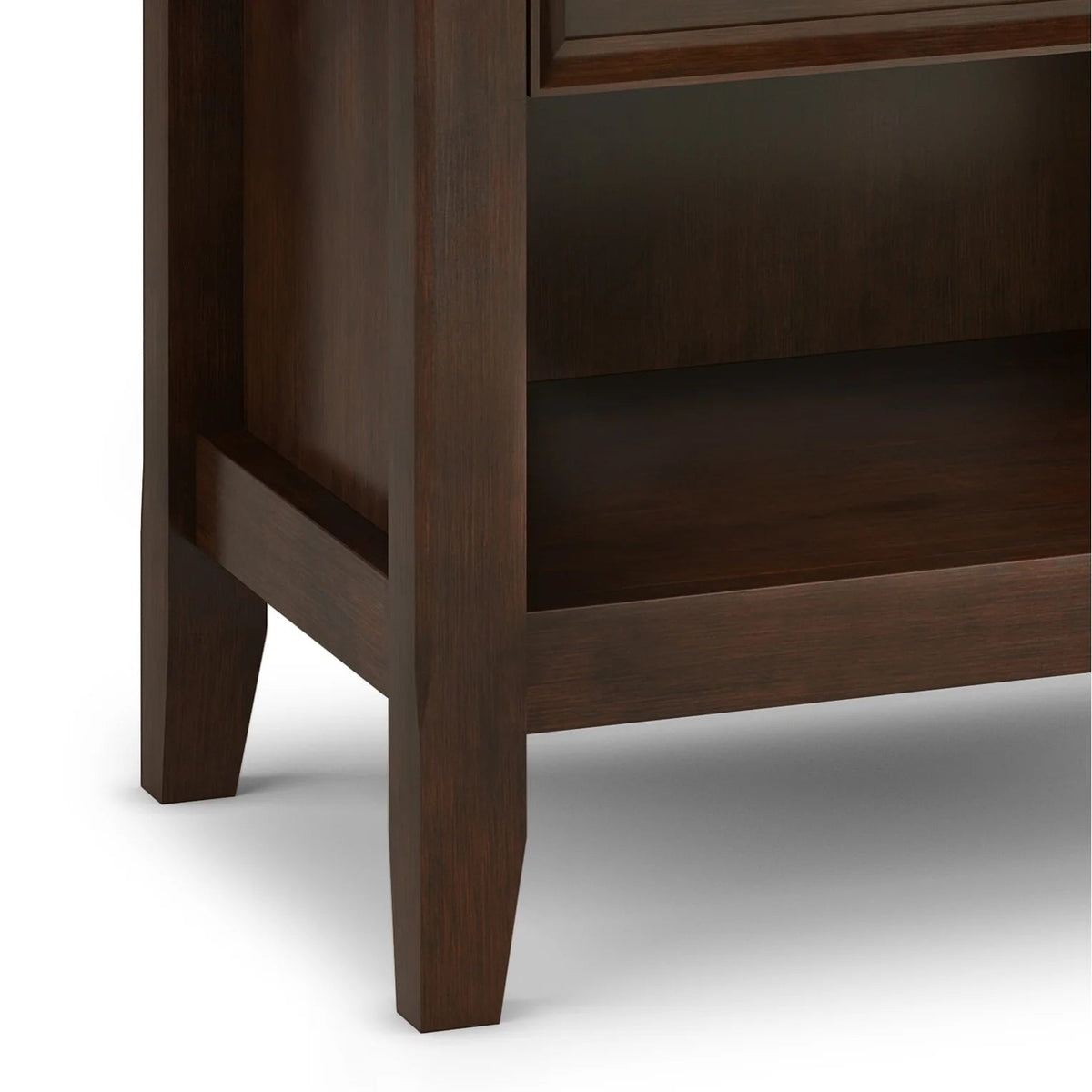 Solid Wood Nightstand With 2 Drawers And Open Shelf, 16 in D x 24 in W x 26 in H