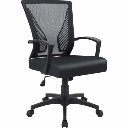 Ergonomic Mesh Mid-Back Office Chair With Adjustable Lumbar Support, 300 lbs Capacity