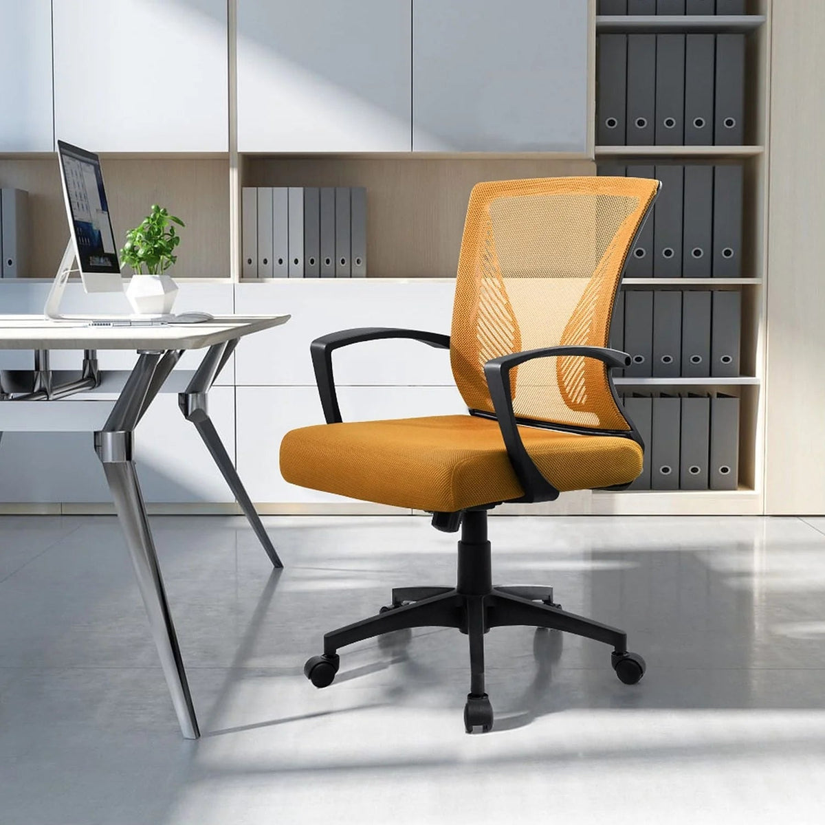 Ergonomic Mesh Mid-Back Office Chair With Adjustable Lumbar Support, 300 lbs Capacity