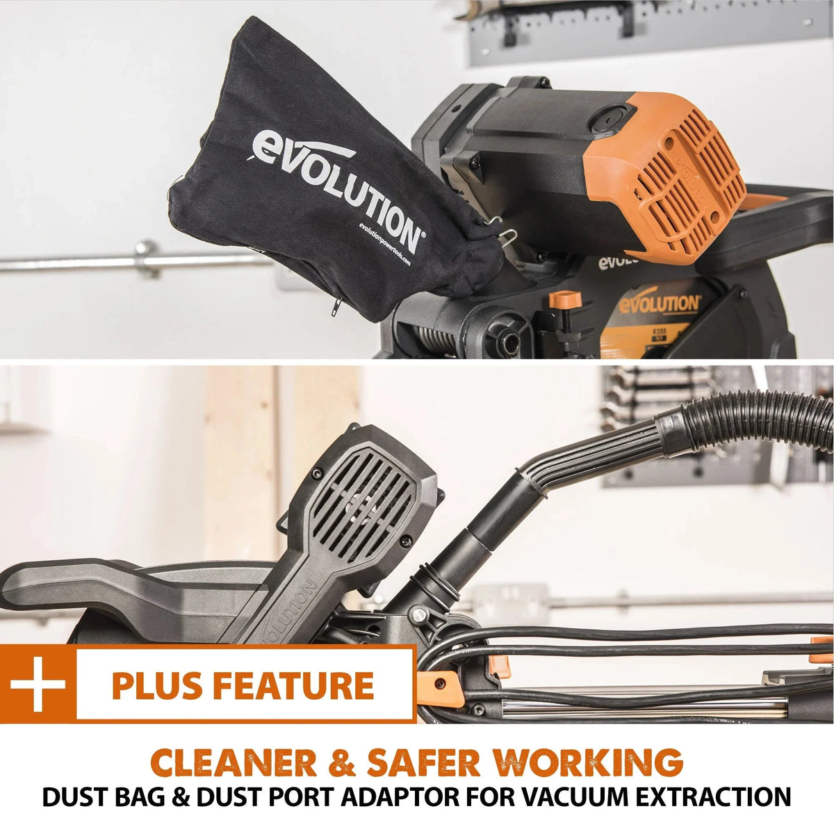 Evolution Dual Bevel Sliding Miter Saw With 10 in Multi-Material Cutting Blade - R255SMS-DB+