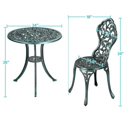 Yaheetech 3-Piece Aluminum Patio Bistro Set With 2 Chairs And Table - Antique Finish
