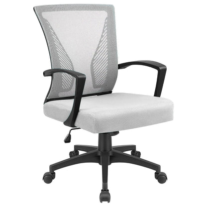 Ergonomic Mesh Mid-Back Office Chair With Adjustable Lumbar Support, 300 lbs Capacity