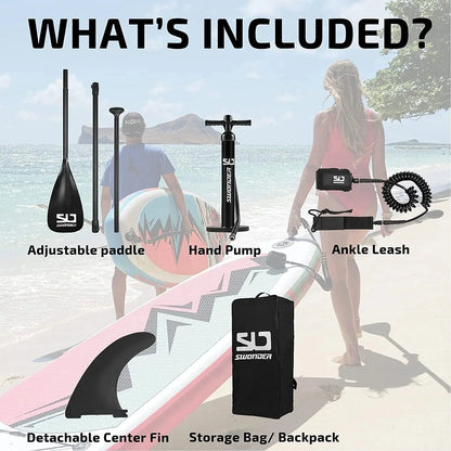 Swonder Inflatable Stand Up Paddle Board 10' x 32" x 6" - Paddle, Pump, Leash And Backpack