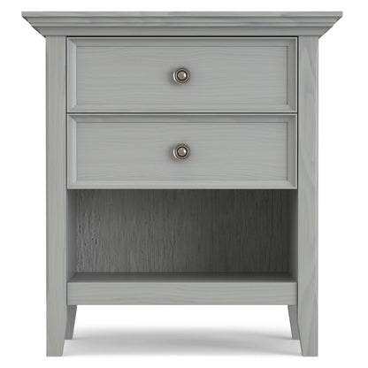 Solid Wood Nightstand With 2 Drawers And Open Shelf, 16 in D x 24 in W x 26 in H