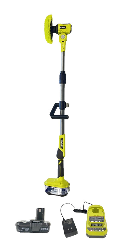 RYOBI ONE+ 18V Cordless Telescoping Power Scrubber Kit With Battery And Charger - P4500