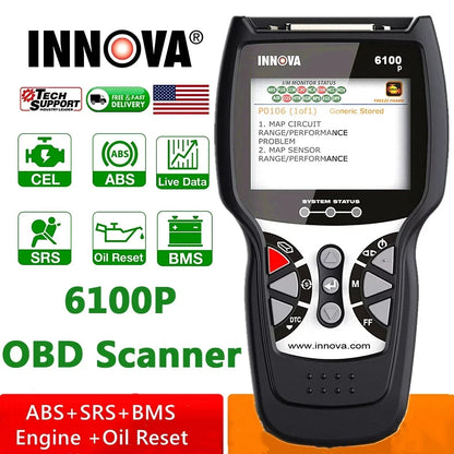 INNOVA OBD2 Automotive Diagnostic Scanner With SRS, Engine And ABS Code Reader - 6100P