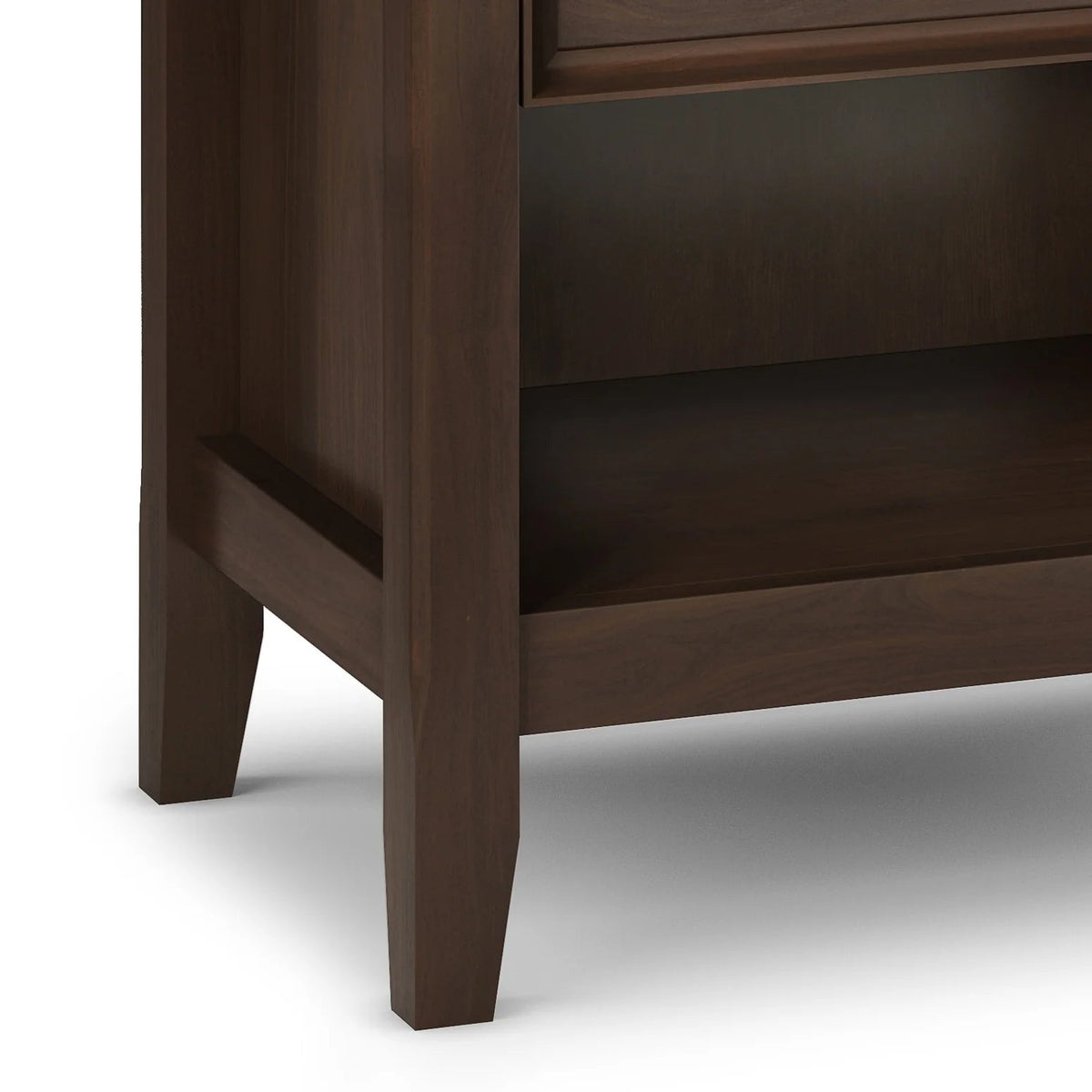 Solid Wood Nightstand With 2 Drawers And Open Shelf, 16 in D x 24 in W x 26 in H