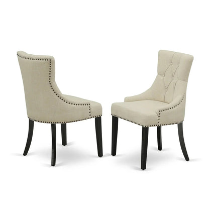 HomeStock Parson Chair With Black Leg And Linen Fabric Light Beige - Frp1T02