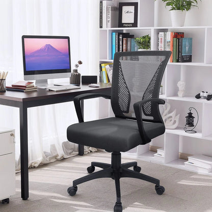 Ergonomic Mesh Mid-Back Office Chair With Adjustable Lumbar Support, 300 lbs Capacity