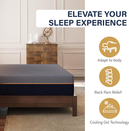 EGOHOME Queen Copper Gel Cooling Memory Foam Mattress, 60x80x12, Black