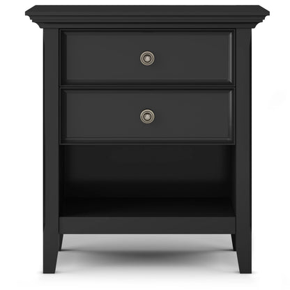 Solid Wood Nightstand With 2 Drawers And Open Shelf, 16 in D x 24 in W x 26 in H