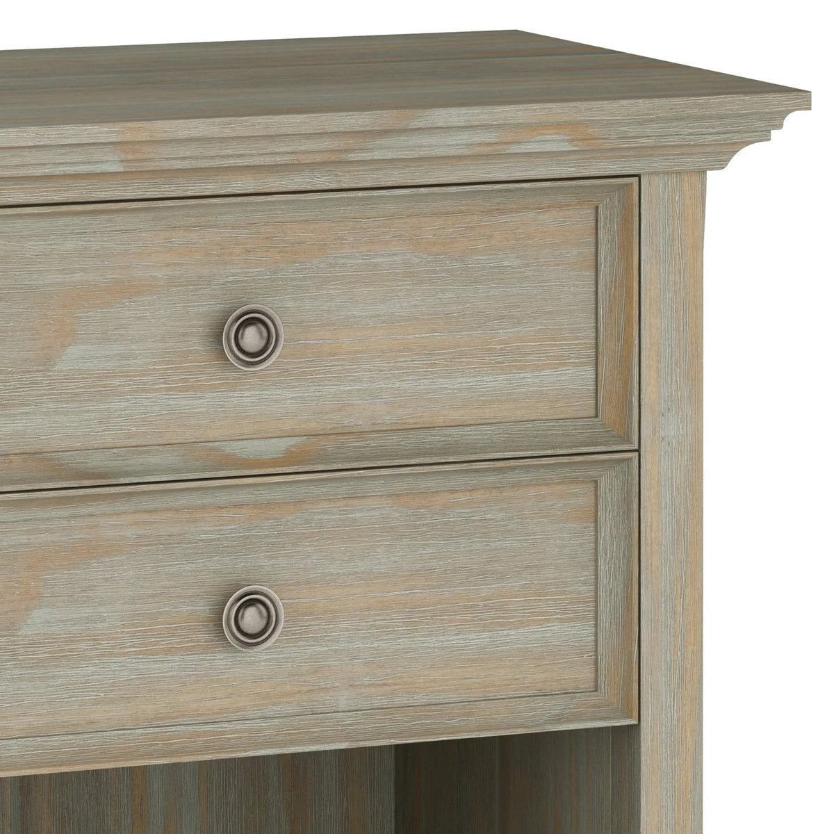 Solid Wood Nightstand With 2 Drawers And Open Shelf, 16 in D x 24 in W x 26 in H