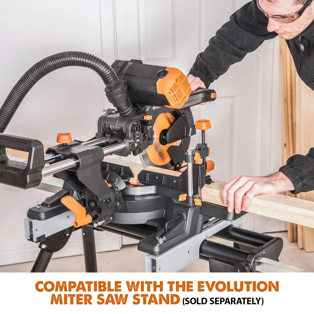 Evolution Dual Bevel Sliding Miter Saw With 10 in Multi-Material Cutting Blade - R255SMS-DB+
