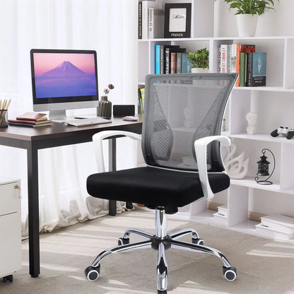 Ergonomic Mesh Mid-Back Office Chair With Adjustable Lumbar Support, 300 lbs Capacity