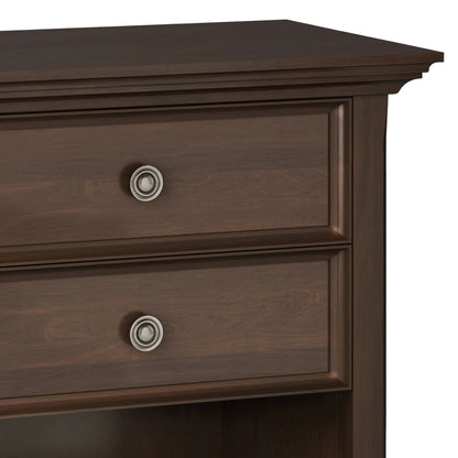 Solid Wood Nightstand With 2 Drawers And Open Shelf, 16 in D x 24 in W x 26 in H