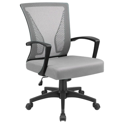 Ergonomic Mesh Mid-Back Office Chair With Adjustable Lumbar Support, 300 lbs Capacity