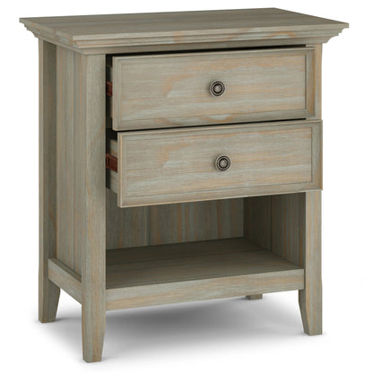 Solid Wood Nightstand With 2 Drawers And Open Shelf, 16 in D x 24 in W x 26 in H