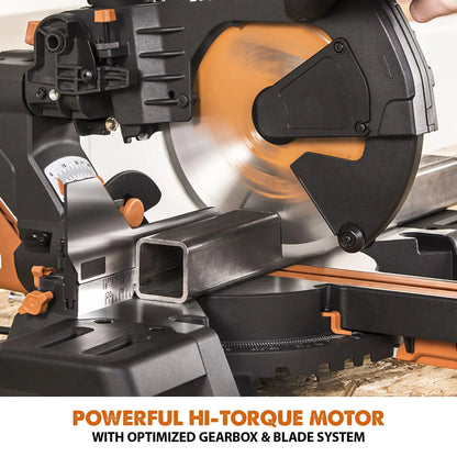 Evolution Dual Bevel Sliding Miter Saw With 10 in Multi-Material Cutting Blade - R255SMS-DB+