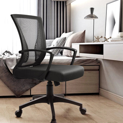 Ergonomic Mesh Mid-Back Office Chair With Adjustable Lumbar Support, 300 lbs Capacity