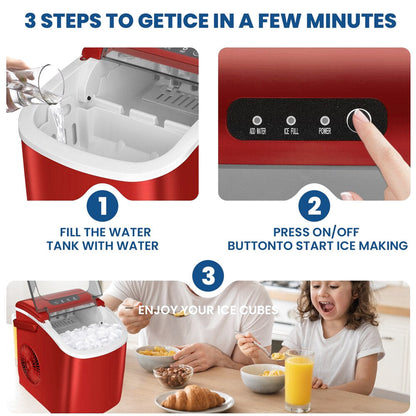 KISSAIR Portable Countertop Ice Maker, 26 lbs/24H - HZB-12/H